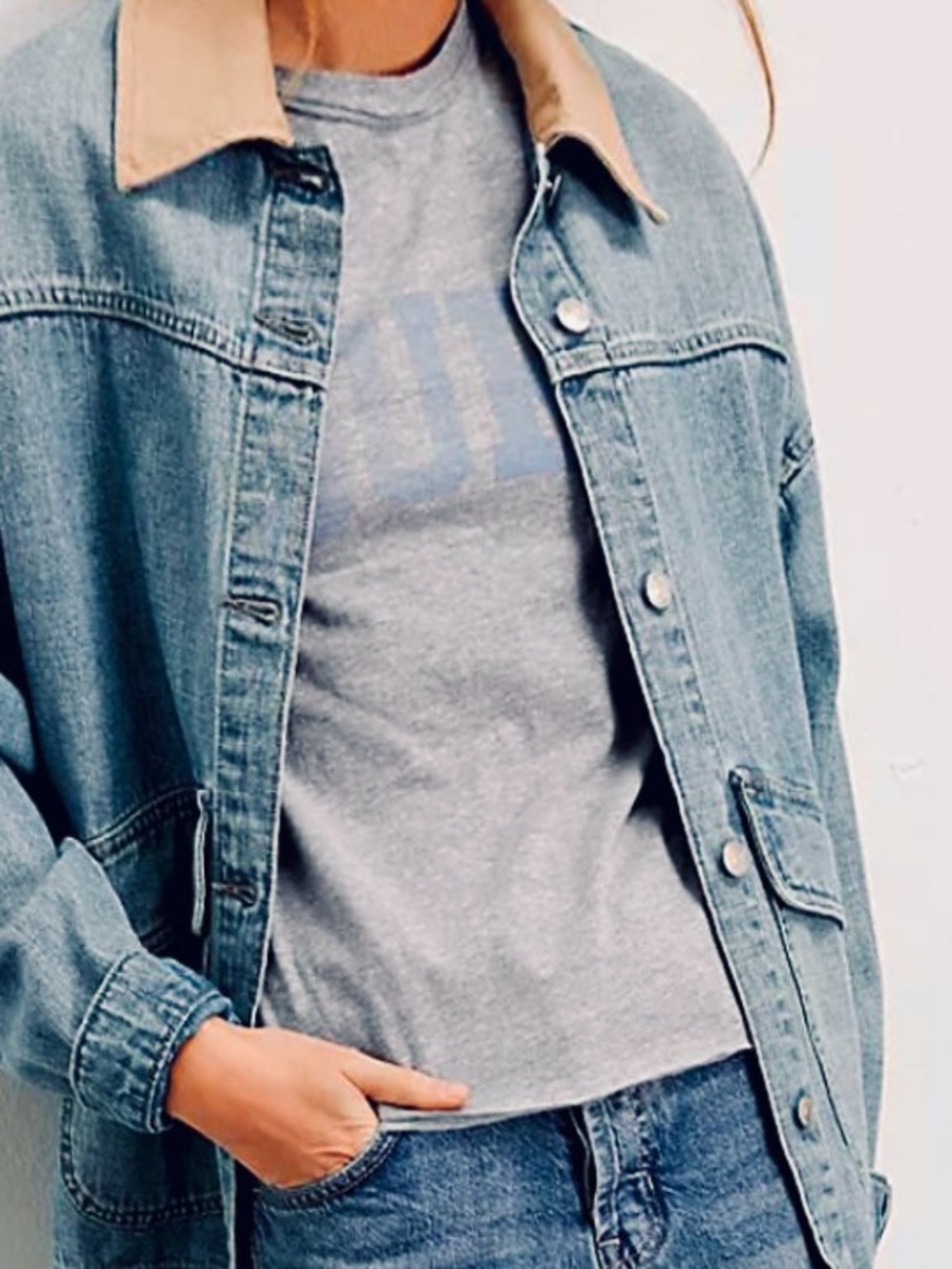 New Free People Nova Graphic SURF Tee in Gray Size L NWOT- organic cotton blend - Picture 6 of 16